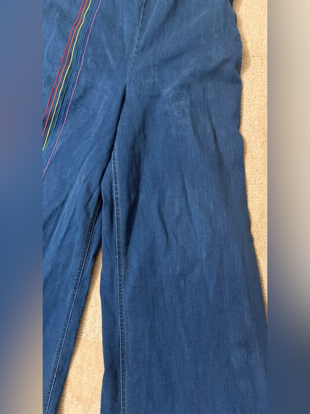 Vintage Wide-Leg Overalls with Rainbow Stripes — women’s small - Picture 4 of 8
